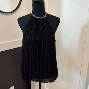 Never Worn Elegant Black Pleated Halter Top
